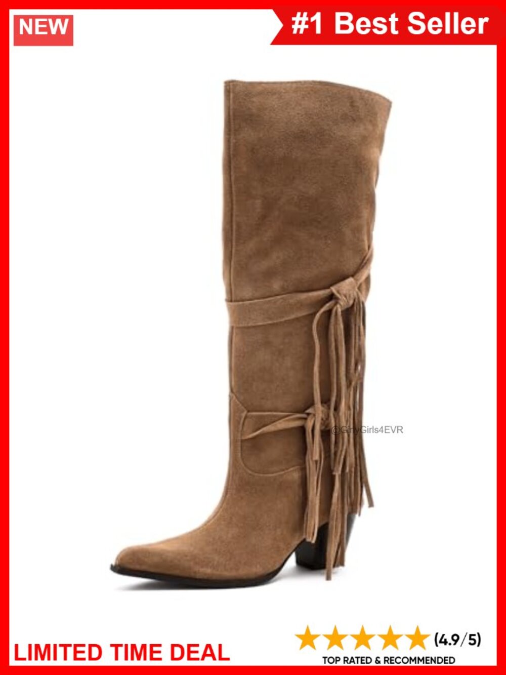 Free People Fast Lane Fringe Suede Knee-High Boots Pointed Toe